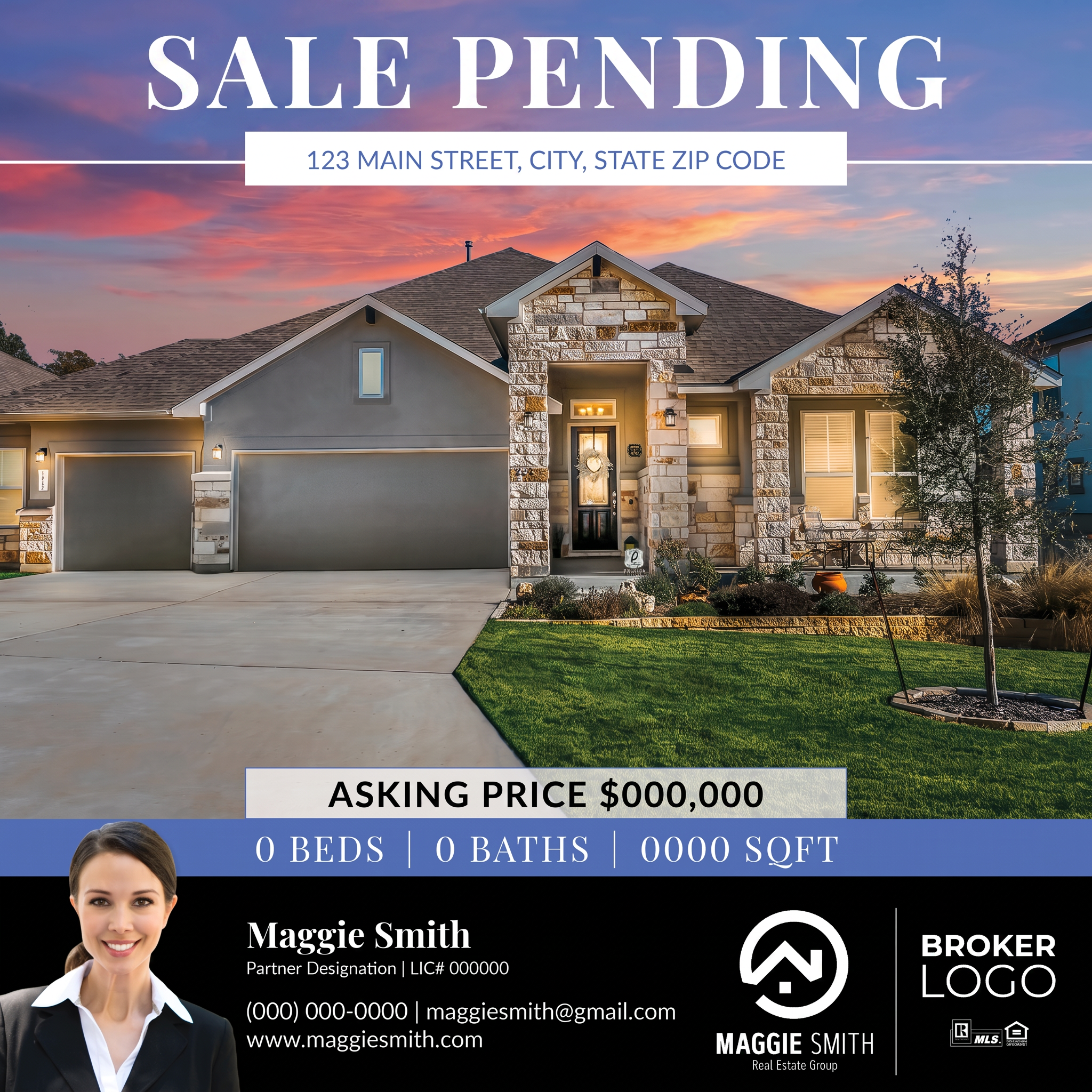 Sale Pending single-photo announcement shown on a smartphone screen