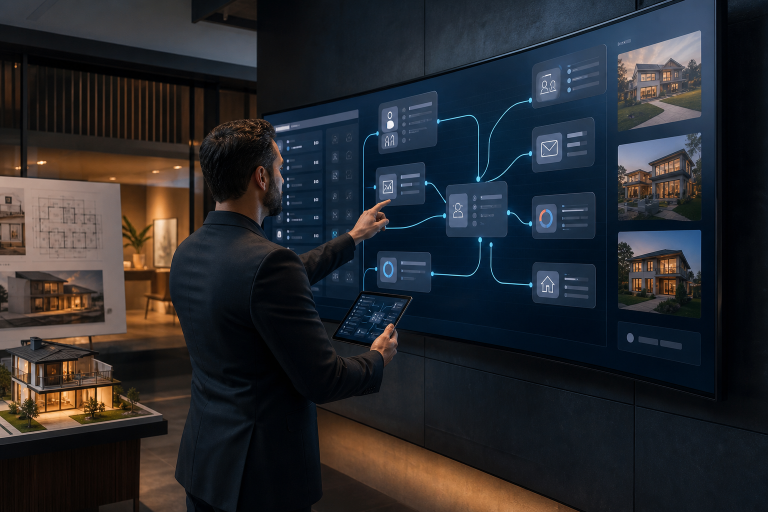 Connected technology stack on a wall display
