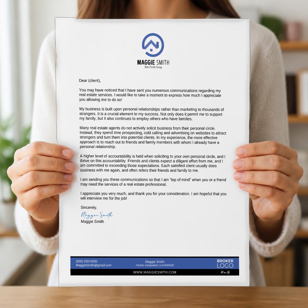 Hand holding a branded business letter