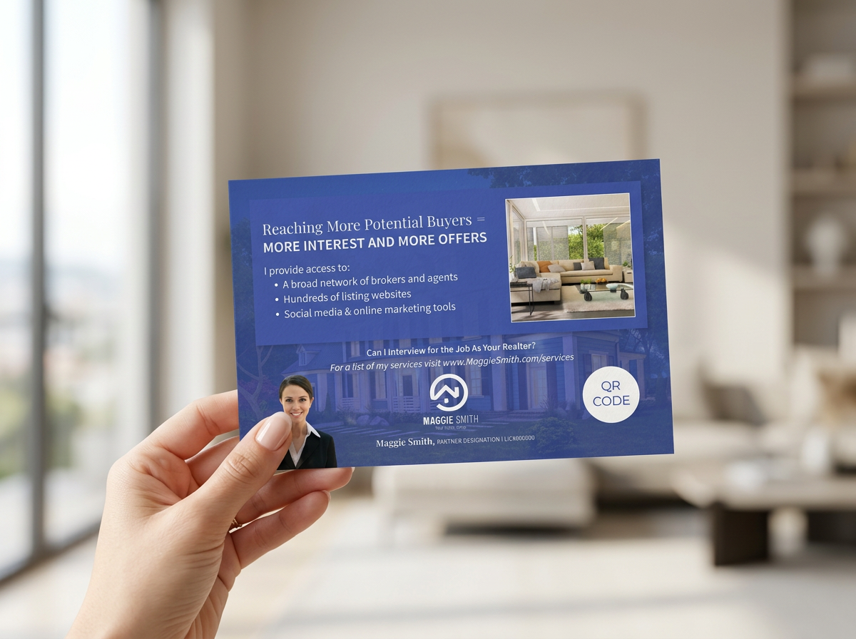Hand holding a branded relationship marketing postcard