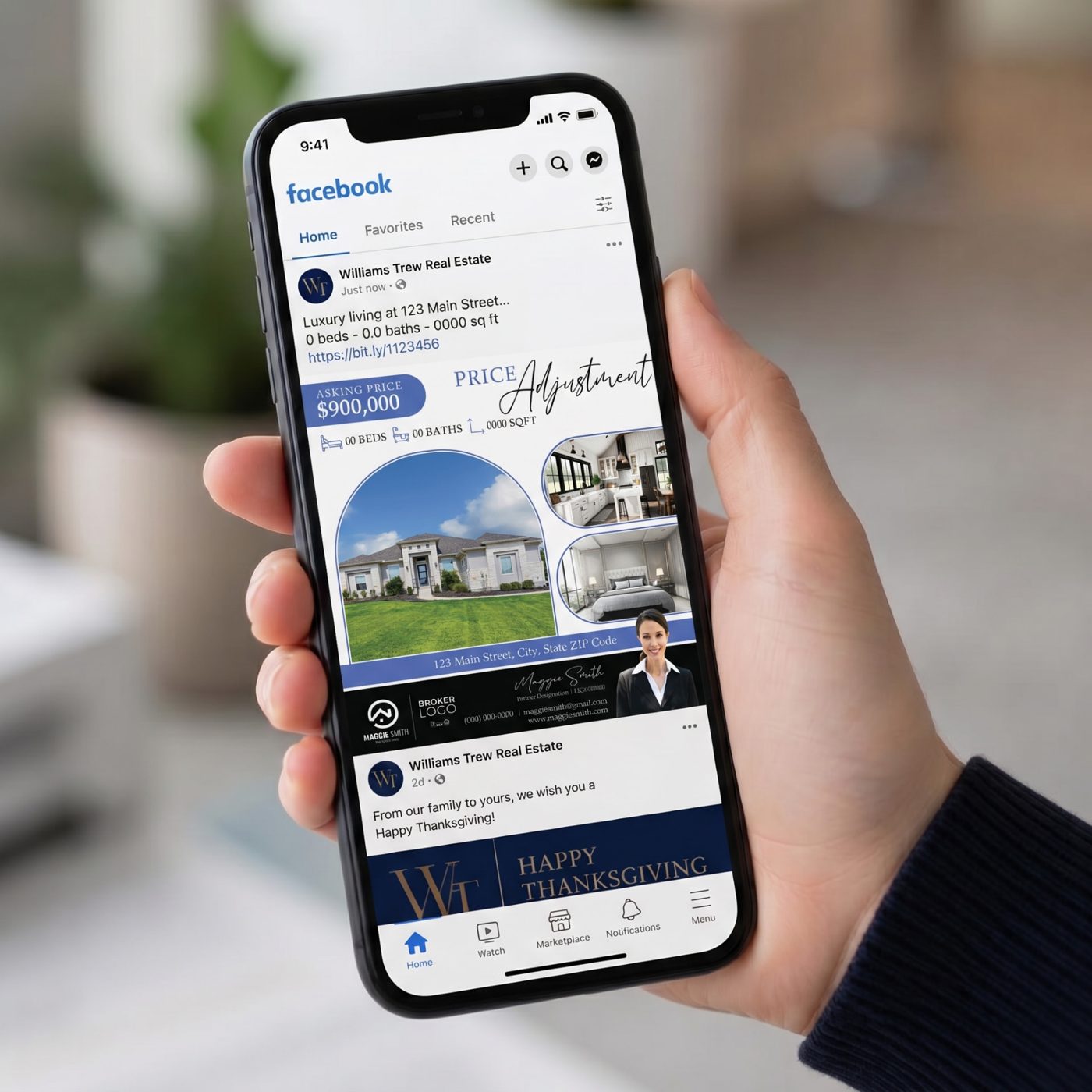 Price adjustment social post shown on a phone Facebook feed