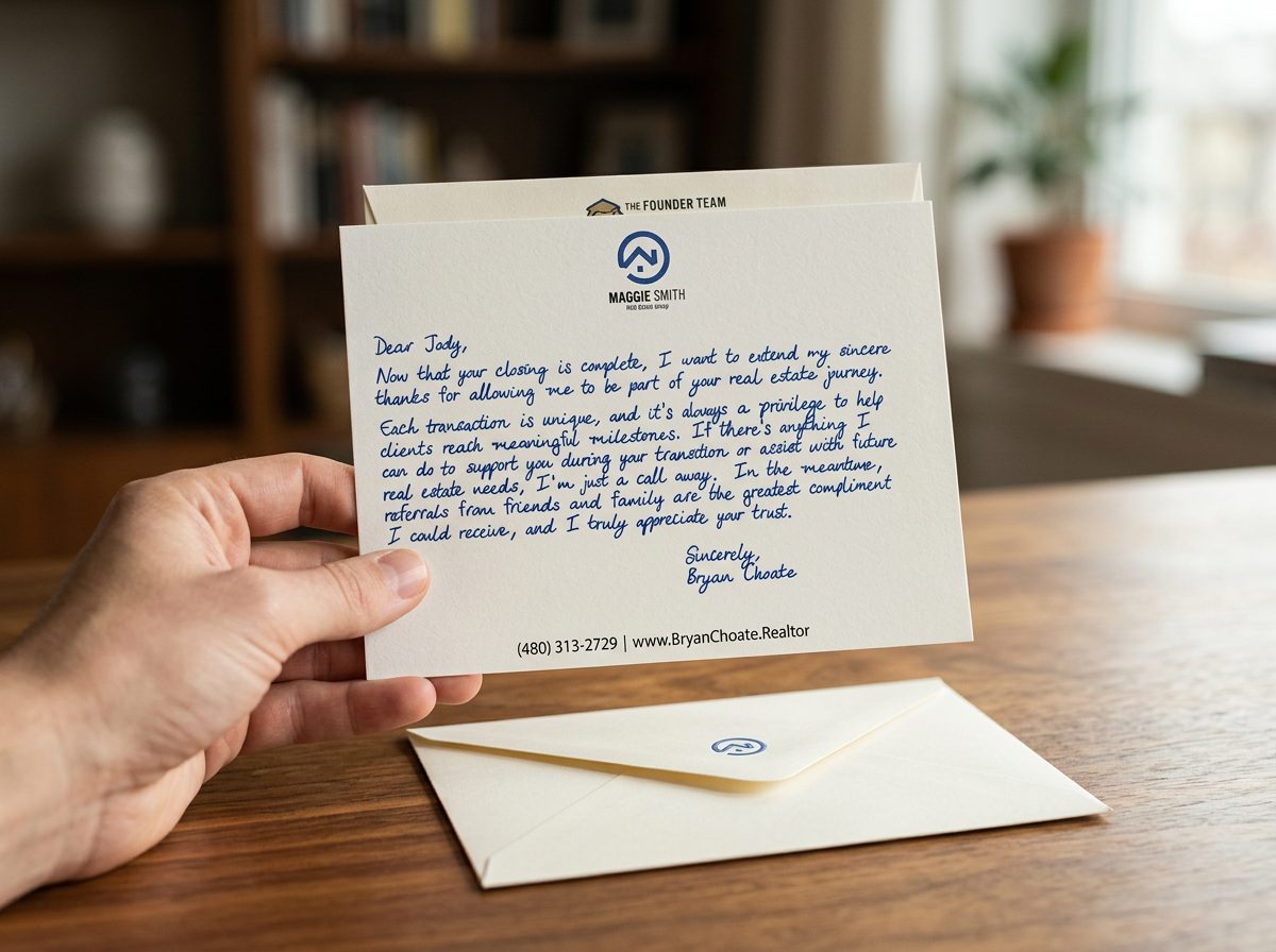 Handwritten thank you card, second example